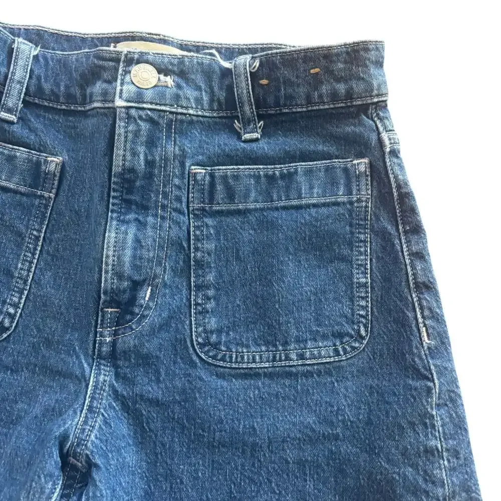 Madewell High-Rise Sailor Short Women 25 XS Blue Denim Patch Pocket Cuffed